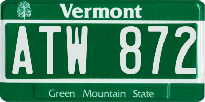 VT license plate ATW872