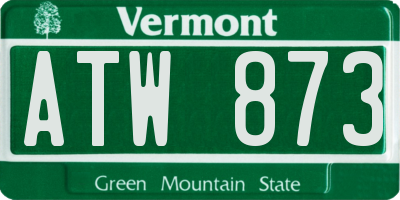 VT license plate ATW873