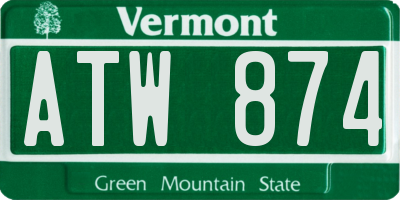 VT license plate ATW874