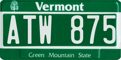 VT license plate ATW875