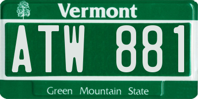 VT license plate ATW881