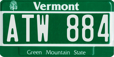 VT license plate ATW884