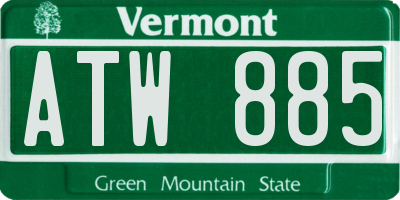 VT license plate ATW885