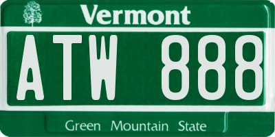 VT license plate ATW888