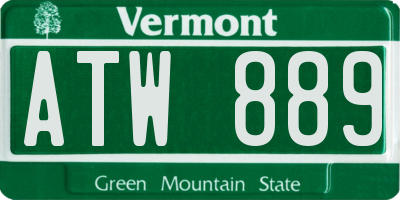 VT license plate ATW889