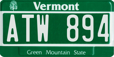 VT license plate ATW894