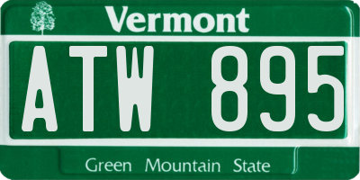 VT license plate ATW895