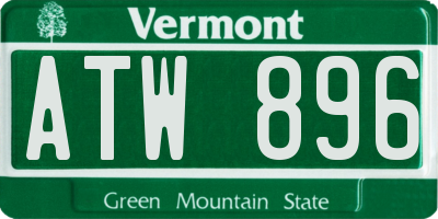 VT license plate ATW896