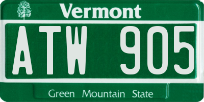 VT license plate ATW905