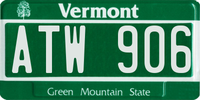 VT license plate ATW906