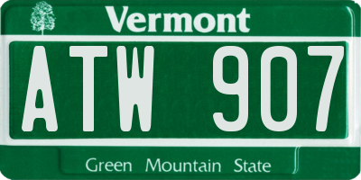 VT license plate ATW907