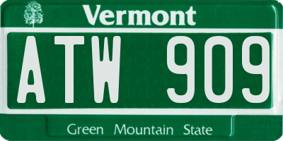 VT license plate ATW909