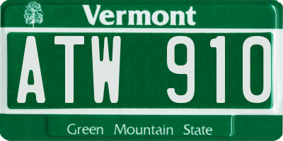 VT license plate ATW910