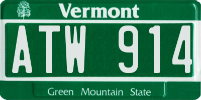 VT license plate ATW914