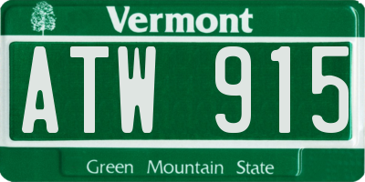 VT license plate ATW915