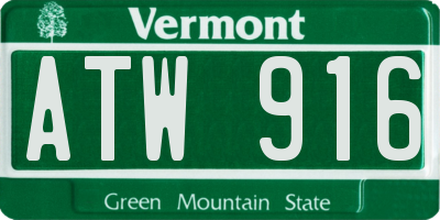 VT license plate ATW916