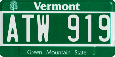 VT license plate ATW919