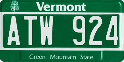 VT license plate ATW924