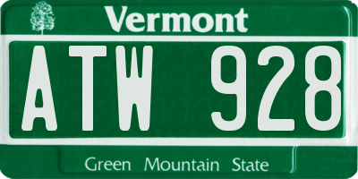 VT license plate ATW928