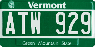 VT license plate ATW929