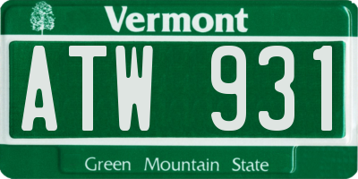VT license plate ATW931