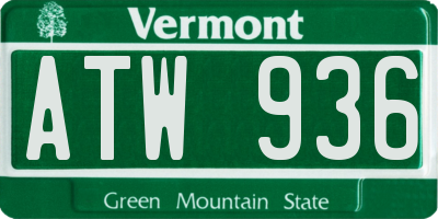 VT license plate ATW936