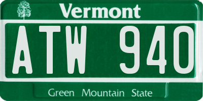 VT license plate ATW940