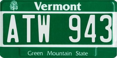 VT license plate ATW943