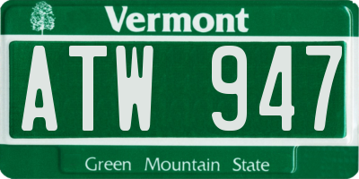 VT license plate ATW947