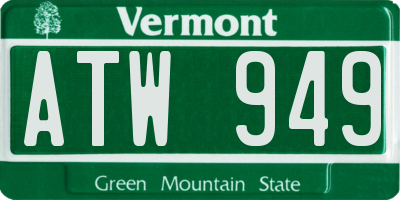 VT license plate ATW949