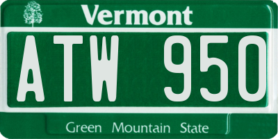 VT license plate ATW950