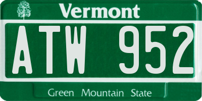 VT license plate ATW952