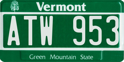 VT license plate ATW953