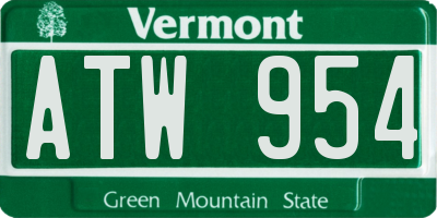 VT license plate ATW954