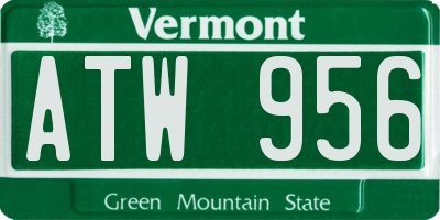 VT license plate ATW956