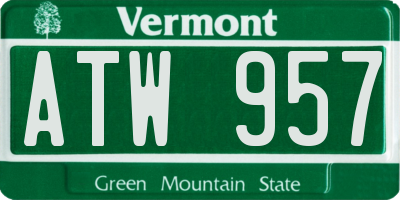 VT license plate ATW957