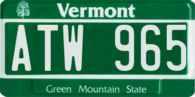 VT license plate ATW965