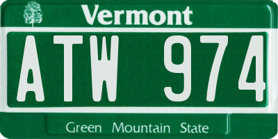VT license plate ATW974