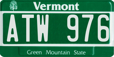 VT license plate ATW976