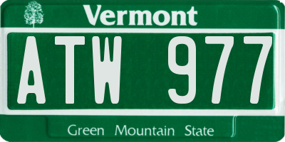 VT license plate ATW977