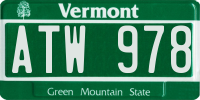 VT license plate ATW978