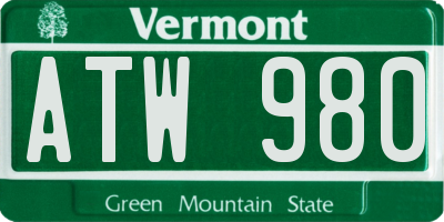 VT license plate ATW980