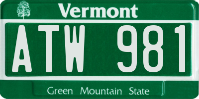 VT license plate ATW981