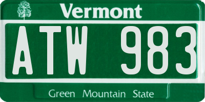 VT license plate ATW983