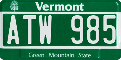 VT license plate ATW985