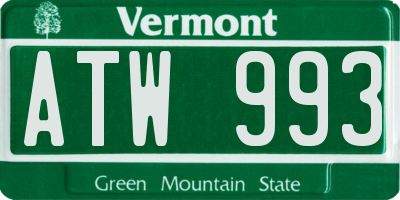 VT license plate ATW993