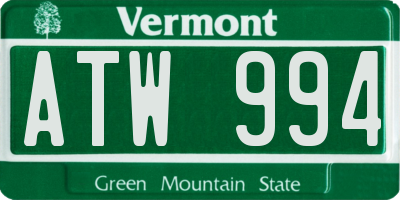 VT license plate ATW994