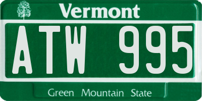 VT license plate ATW995