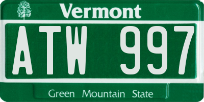 VT license plate ATW997