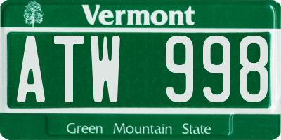 VT license plate ATW998